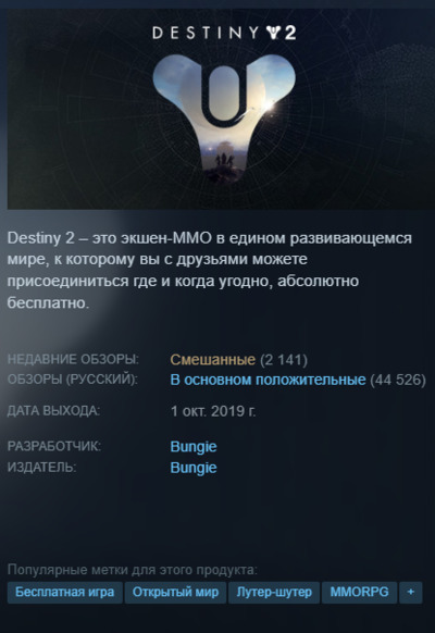 Очередной провал Bungie: Дополнение Renegades для Destiny 2 установило антирекорд в Steam